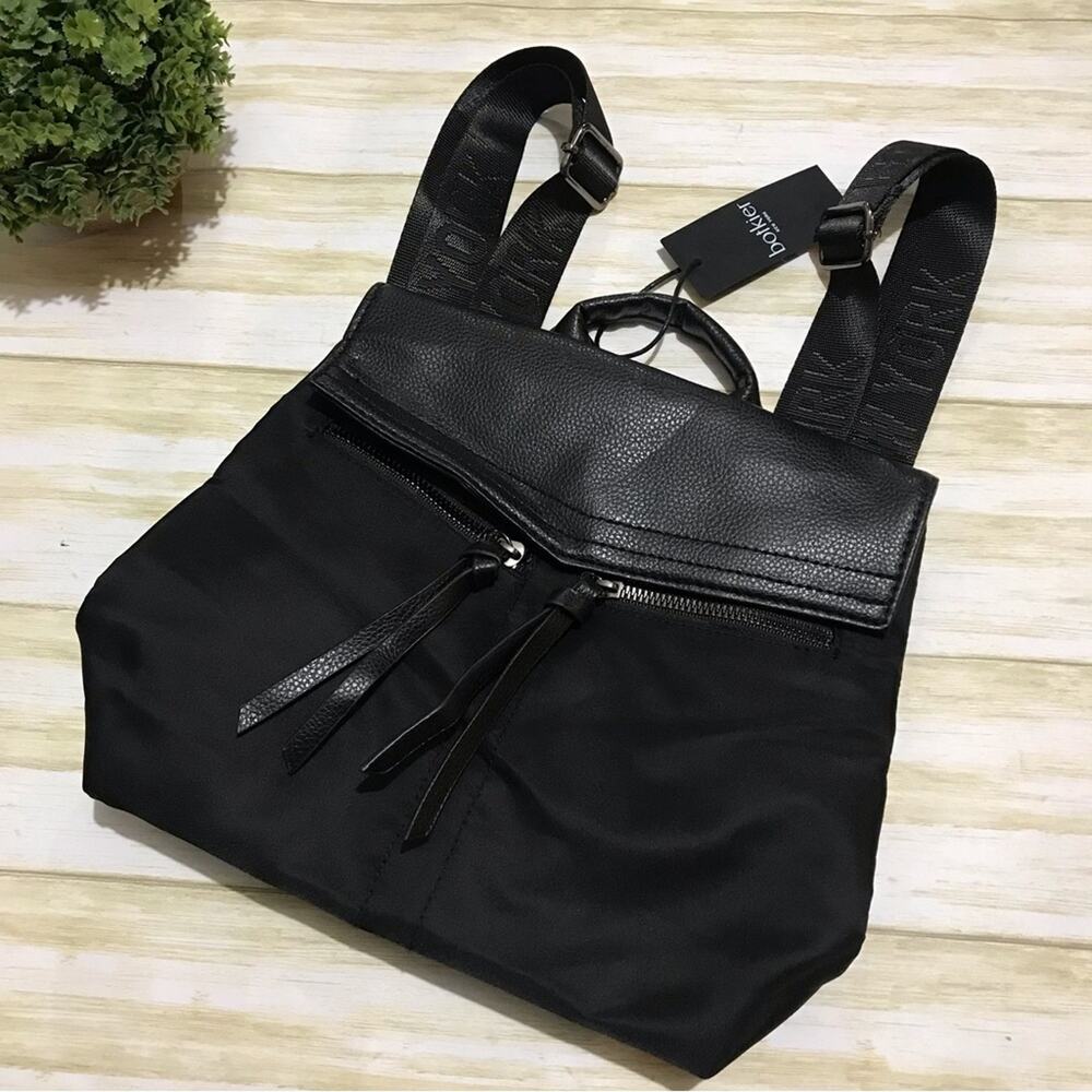 Botkier New York NWT Black Leather Signature Logo Backpack Bag Purse